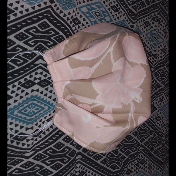 Acacia South Pacific custom cloth face mask swimwear hibiscus pink tan c… - Picture 6 of 6